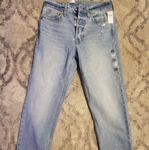 Gap checky straight high rise jeans size 28